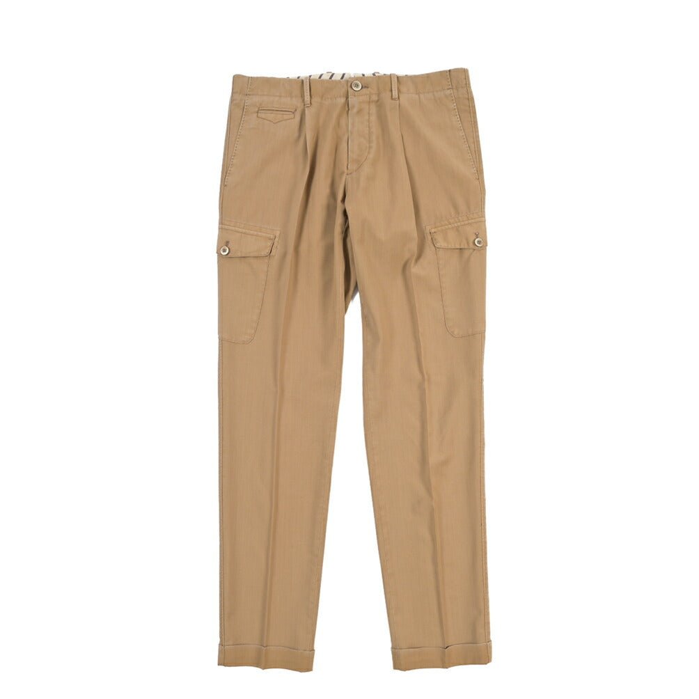 SALE｜GTA “BYRON CARGO DE” ヴァージンウール100% ワンタックカーゴパンツ / SLIM FIT ブラウン 48 | GUARDAROBA MILANO OFFICIAL STORE