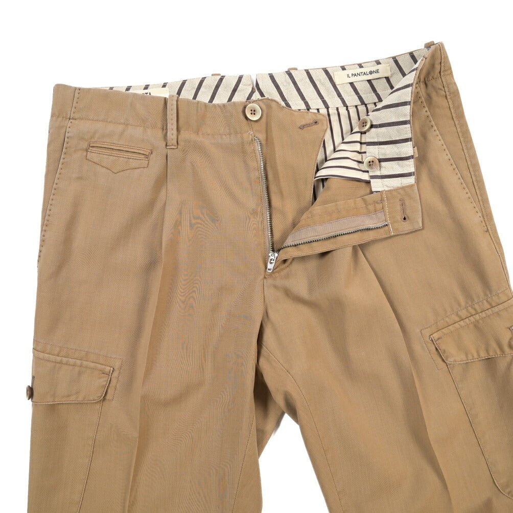 SALE｜GTA “BYRON CARGO DE” ヴァージンウール100% ワンタックカーゴパンツ / SLIM FIT ブラウン 48 | GUARDAROBA MILANO OFFICIAL STORE