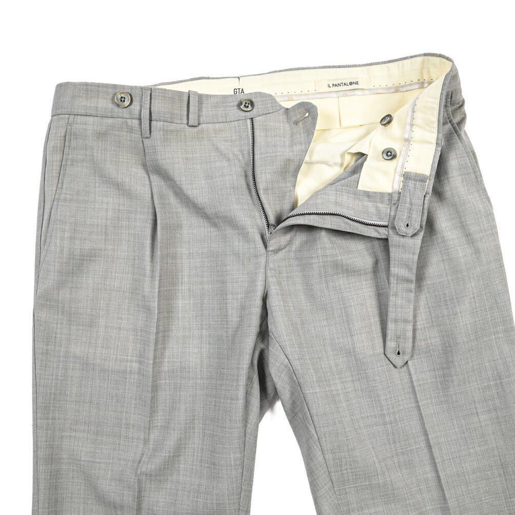 SALE｜GTA “BYRON L” ウール100% ワンタックスラックス / SLIM FIT グレー 52 | GUARDAROBA MILANO OFFICIAL STORE
