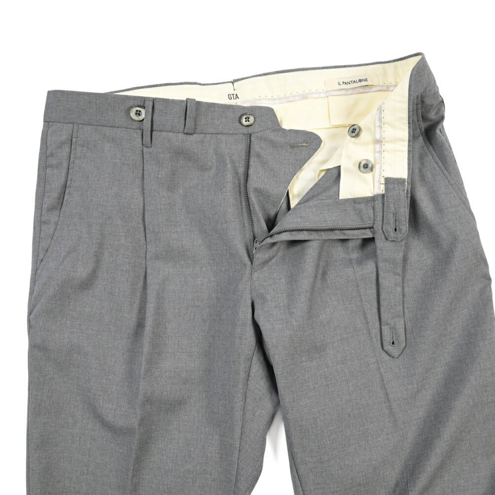 SALE｜GTA “BYRON L” ウール100% ワンタックスラックス / SLIM FIT グレー 52 | GUARDAROBA MILANO OFFICIAL STORE
