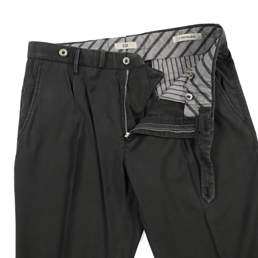 SALE｜GTA “BYRON L” ヴァージンウール100% ワンタックスラックス / SLIM FIT ブラック 48 | GUARDAROBA MILANO OFFICIAL STORE