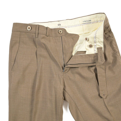 SALE｜GTA “BYRON L” ウール100% ワンタックスラックス / SLIM FIT ブラウン 46 | GUARDAROBA MILANO OFFICIAL STORE