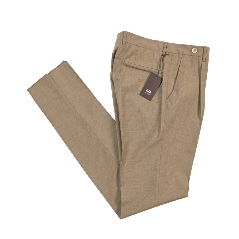 SALE｜GTA “BYRON L” ウール100% ワンタックスラックス / SLIM FIT ブラウン 46 | GUARDAROBA MILANO OFFICIAL STORE