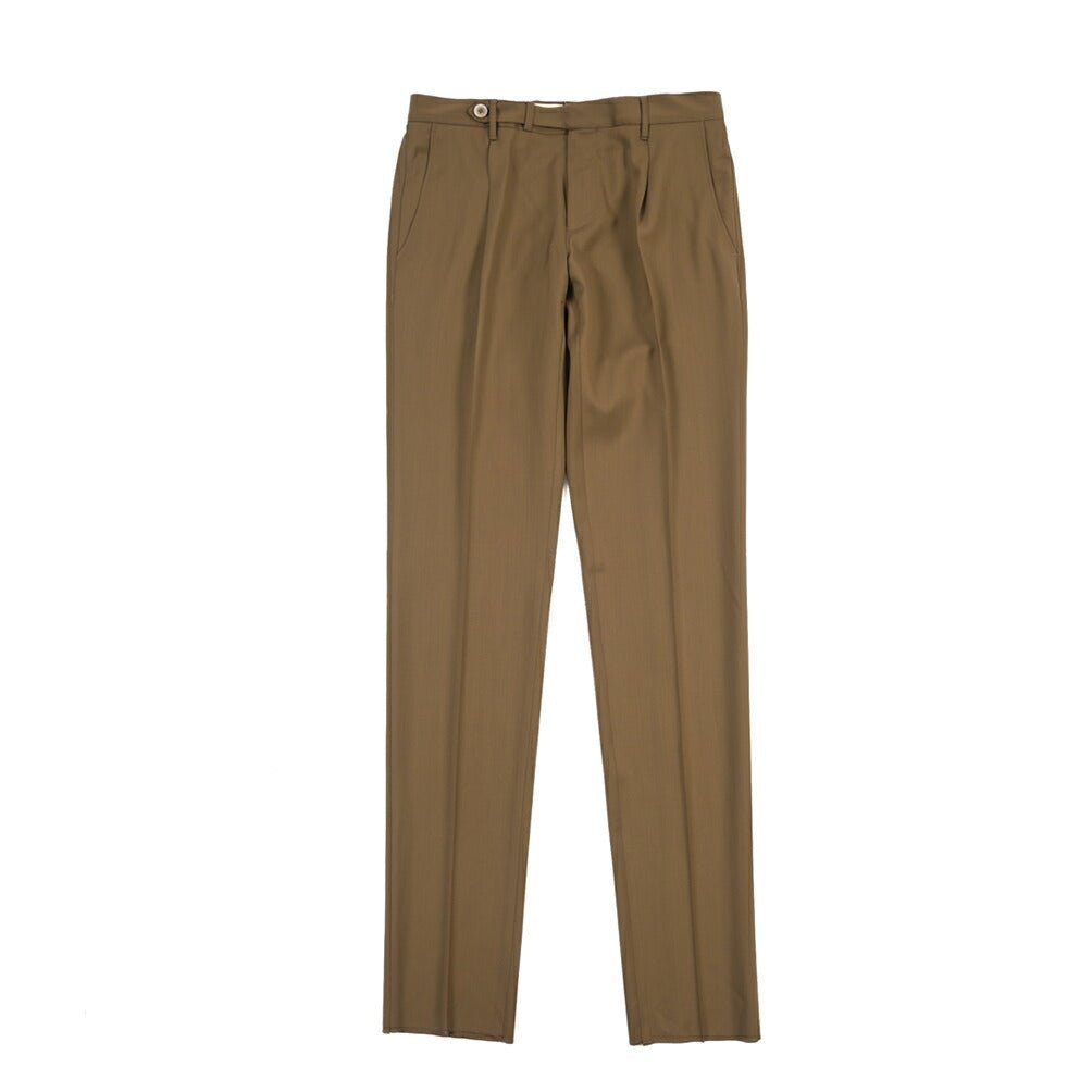 SALE｜GTA “BYRON L” ヴァージンウール100% ワンタックスラックス / SLIM FIT ブラウン 46 | GUARDAROBA MILANO OFFICIAL STORE