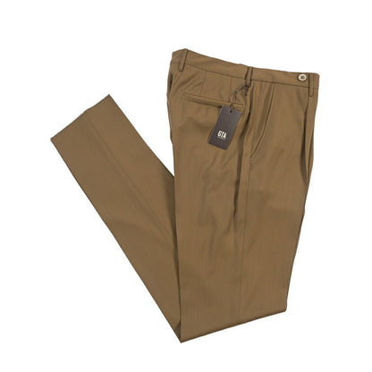 SALE｜GTA “BYRON L” ヴァージンウール100% ワンタックスラックス / SLIM FIT ブラウン 46 | GUARDAROBA MILANO OFFICIAL STORE