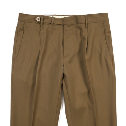 SALE｜GTA “BYRON L” ヴァージンウール100% ワンタックスラックス / SLIM FIT ブラウン 46 | GUARDAROBA MILANO OFFICIAL STORE