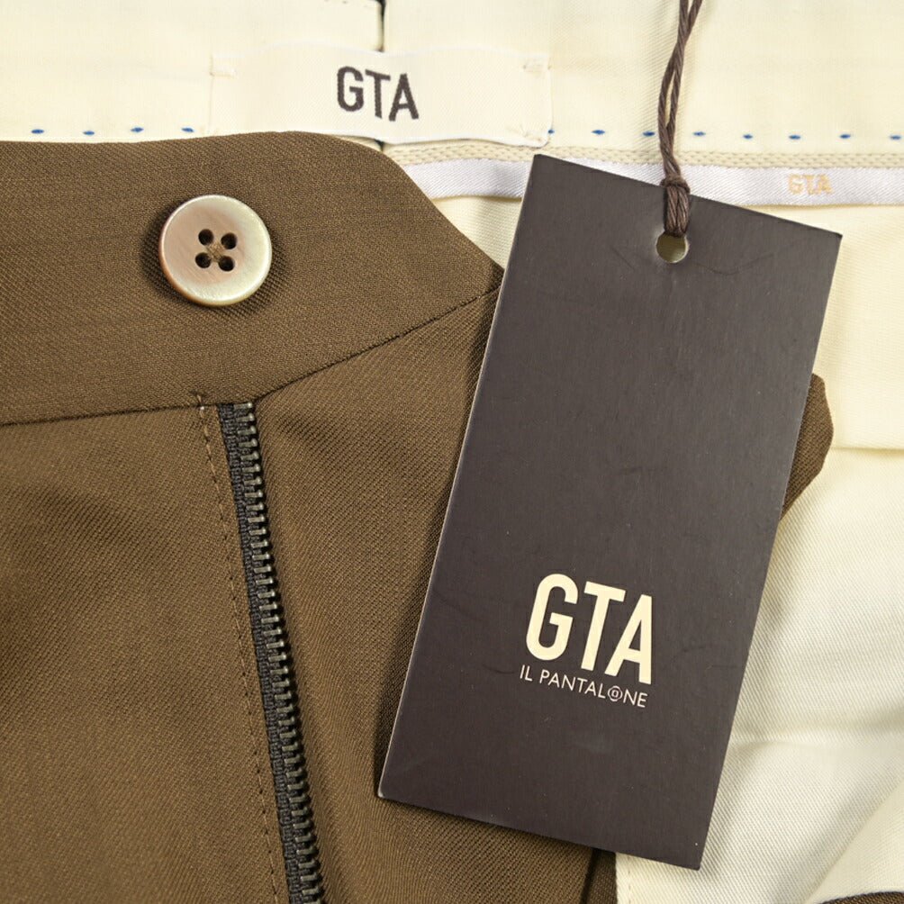 SALE｜GTA “BYRON L” ヴァージンウール100% ワンタックスラックス / SLIM FIT ブラウン 46 | GUARDAROBA MILANO OFFICIAL STORE