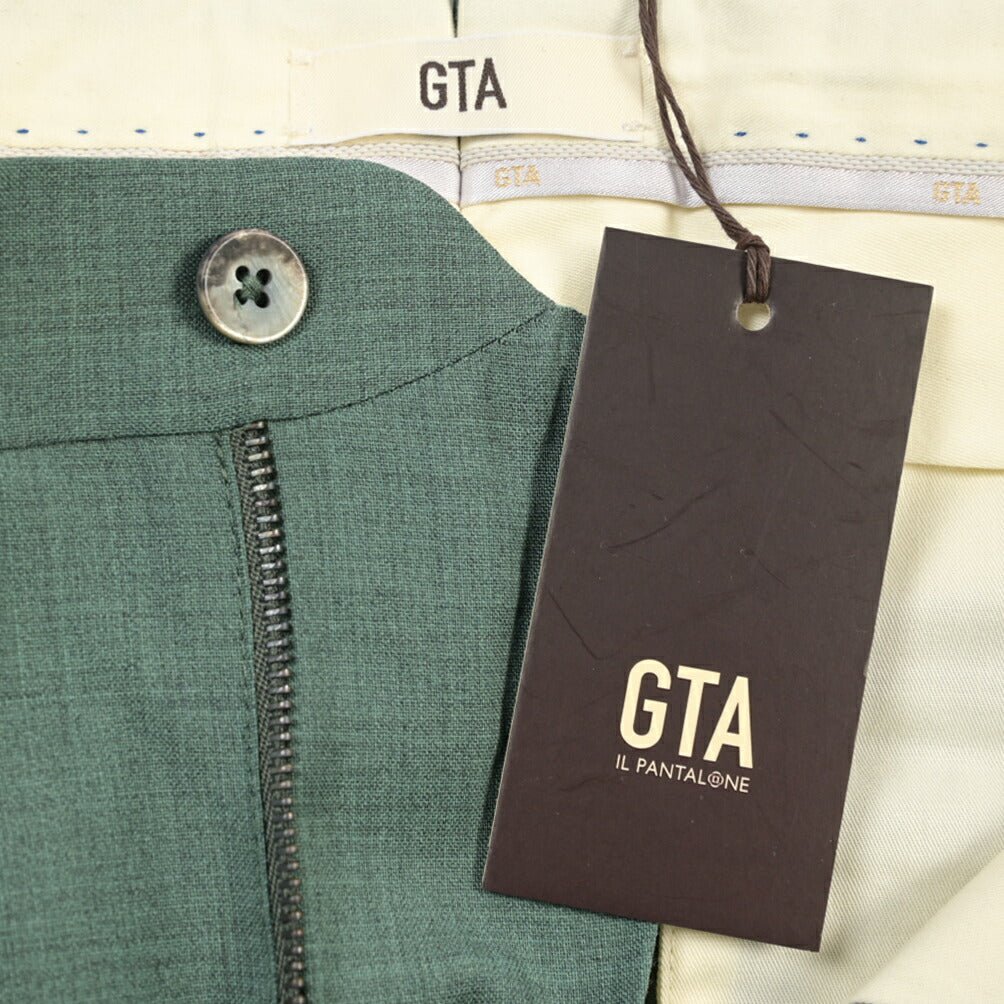 SALE｜GTA “BYRON L” ウールヴァージンウール100% ワンタックスラックス / SLIM FIT グリーン 46 | GUARDAROBA MILANO OFFICIAL STORE