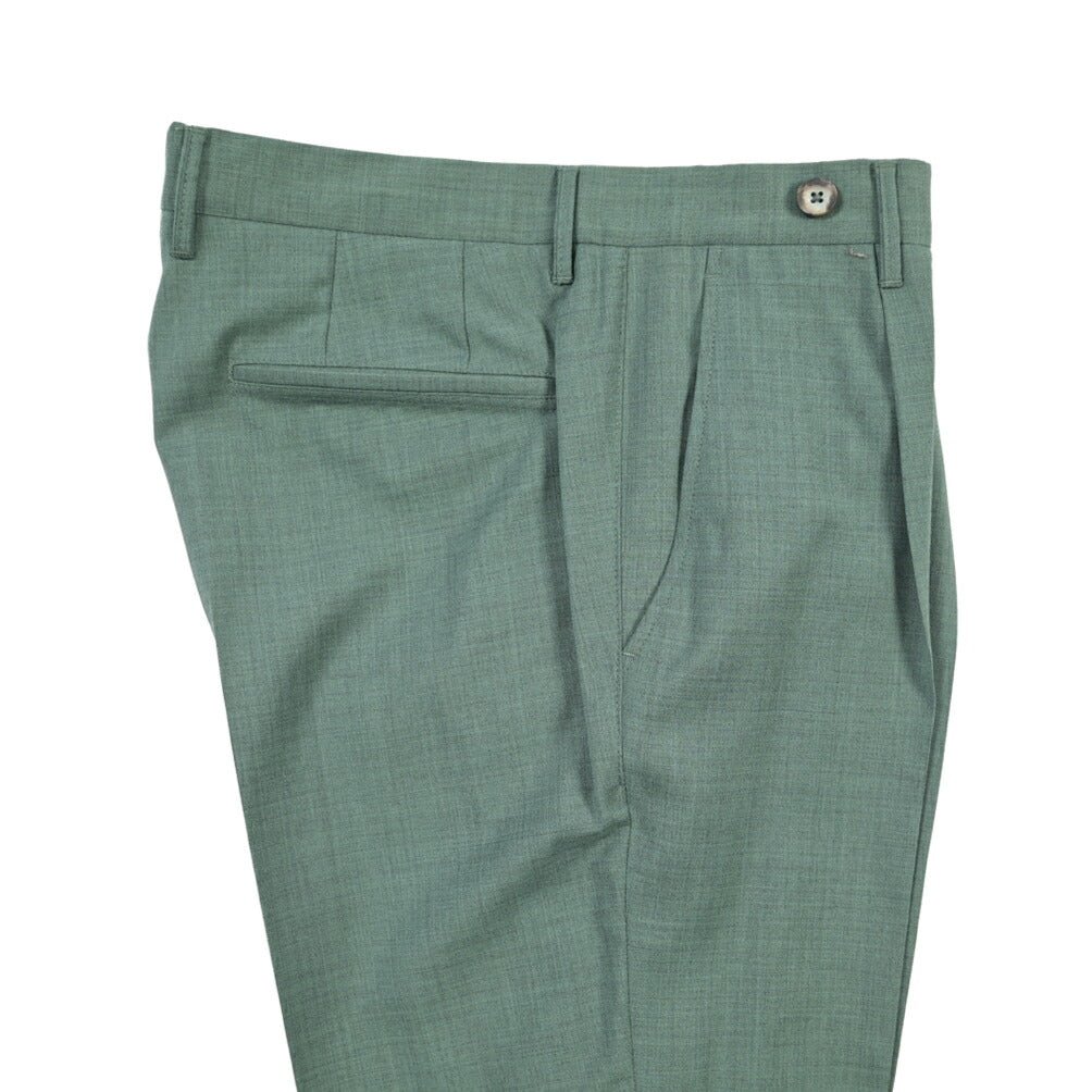 SALE｜GTA “BYRON L” ウールヴァージンウール100% ワンタックスラックス / SLIM FIT グリーン 46 | GUARDAROBA MILANO OFFICIAL STORE
