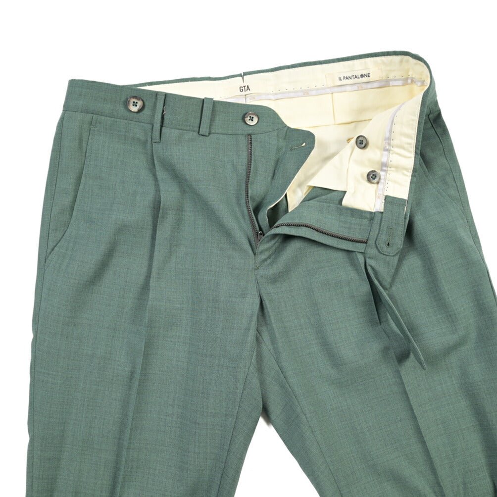 SALE｜GTA “BYRON L” ウールヴァージンウール100% ワンタックスラックス / SLIM FIT グリーン 46 | GUARDAROBA MILANO OFFICIAL STORE