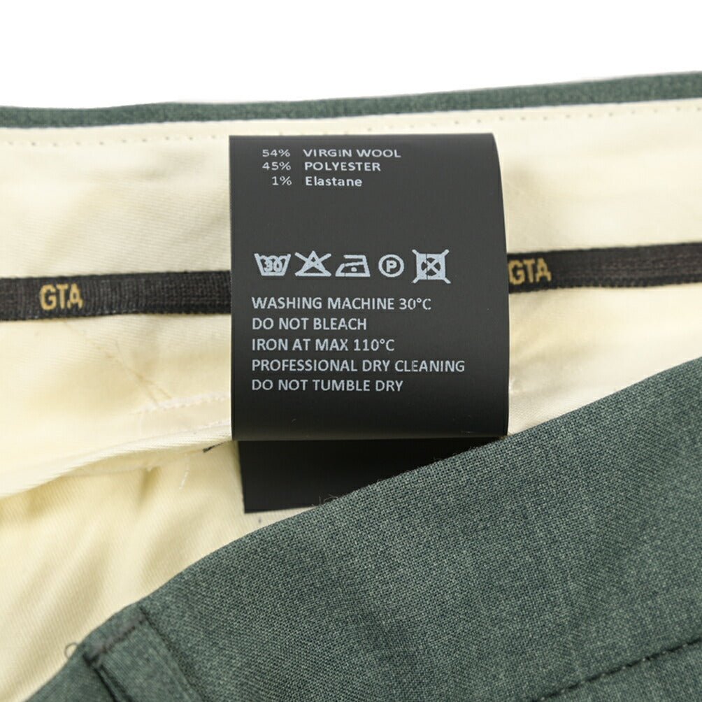 SALE｜GTA “BYRON” ポリエステル混ウール ワンタックスラックス / SLIM FIT グリーン 54 | GUARDAROBA MILANO OFFICIAL STORE