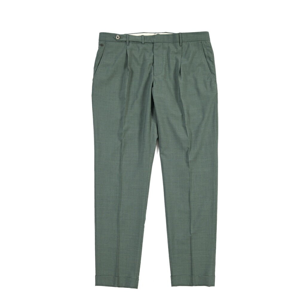 SALE｜GTA “BYRON” ポリエステル混ウール ワンタックスラックス / SLIM FIT グリーン 54 | GUARDAROBA MILANO OFFICIAL STORE