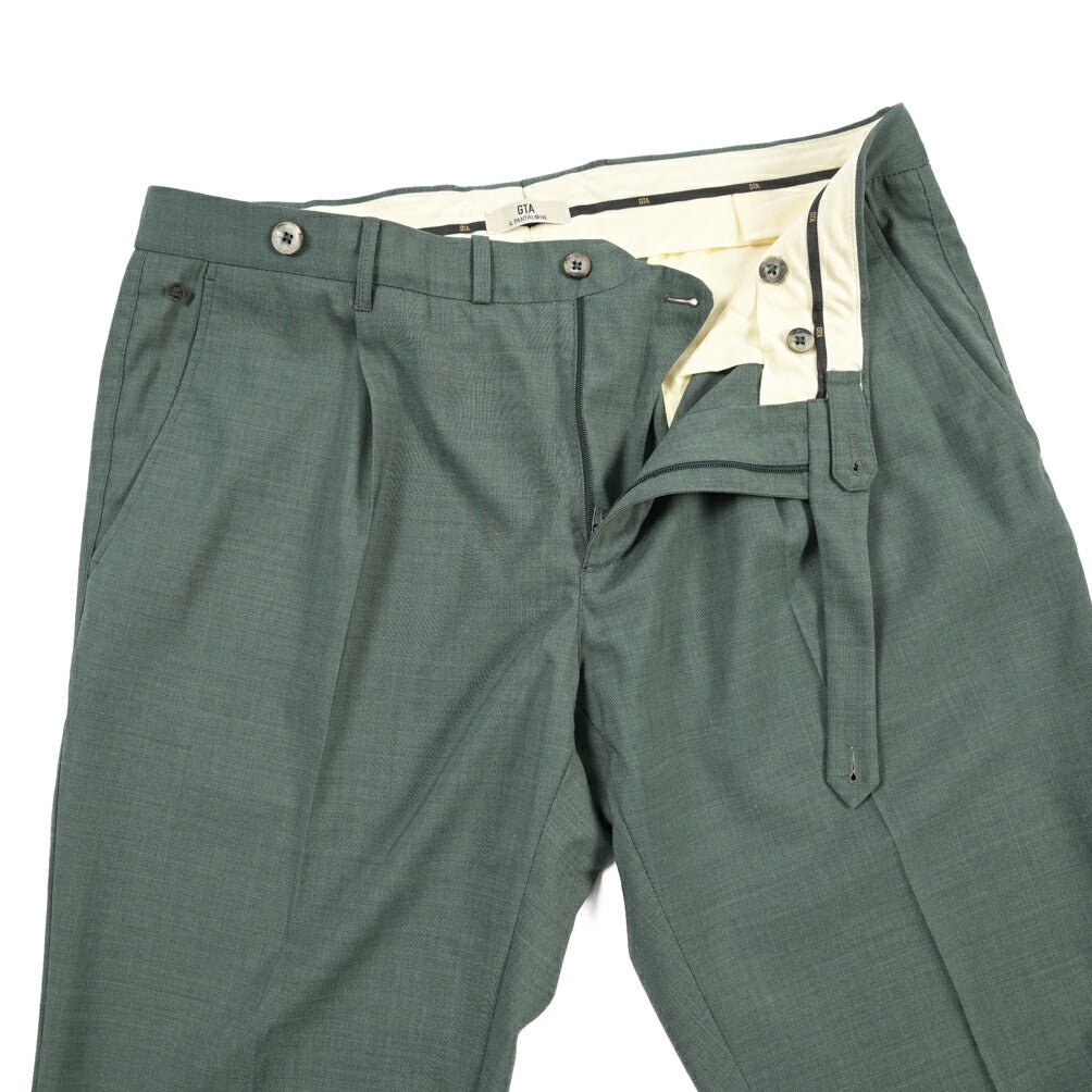SALE｜GTA “BYRON” ポリエステル混ウール ワンタックスラックス / SLIM FIT グリーン 54 | GUARDAROBA MILANO OFFICIAL STORE