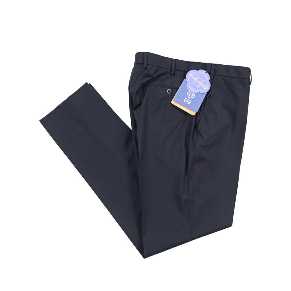 SALE｜GTA “FEDERICO SL” ヴァージンウール100% ウエストバンド付きノータックスラックス / SLIM FIT ネイビー 48 | GUARDAROBA MILANO OFFICIAL STORE