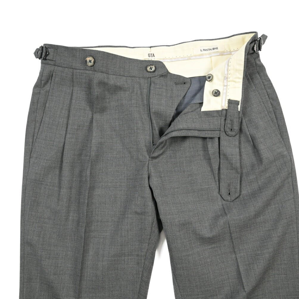 SALE｜GTA “HERRICK” ウール100% ツータックスラックス / COMFORT FIT グレー 46 | GUARDAROBA MILANO OFFICIAL STORE