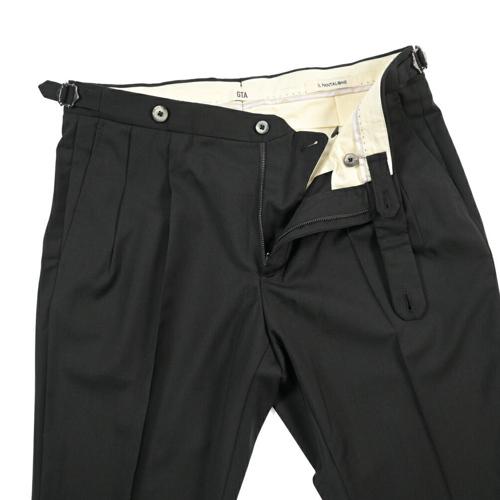 SALE｜GTA “HERRICK” ウール100% ツータックスラックス / COMFORT FIT ブラック 44 | GUARDAROBA MILANO OFFICIAL STORE