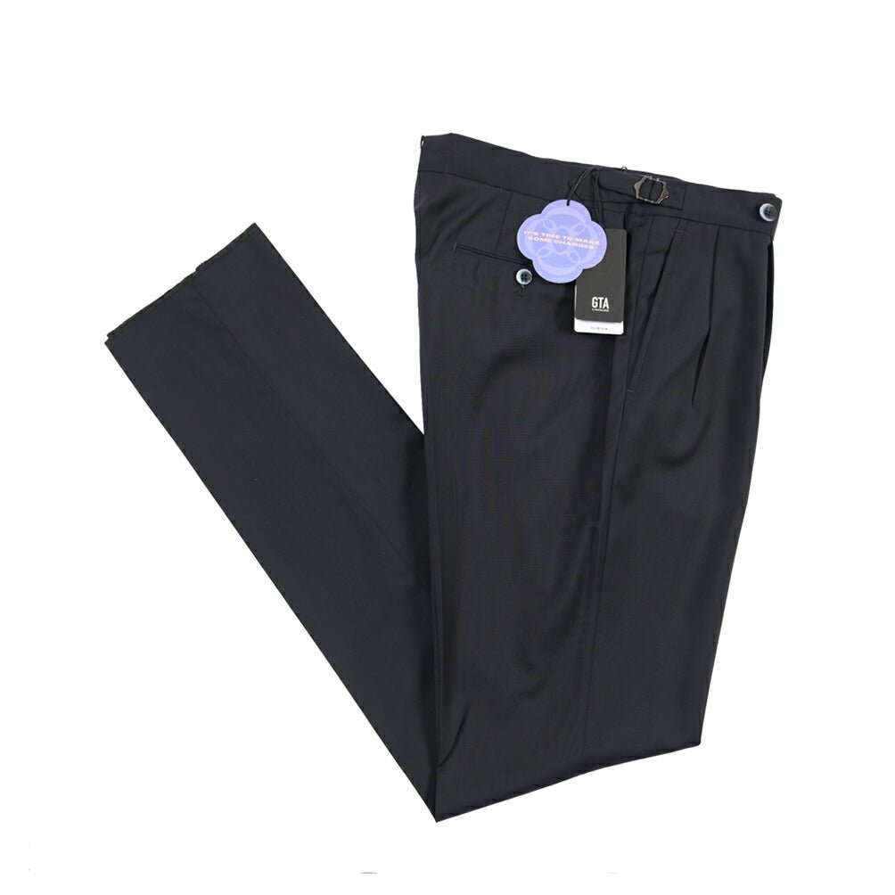 SALE｜GTA “HERRICK” ヴァージンウール100% ツータックスラックス / COMFORT FIT ネイビー 48 | GUARDAROBA MILANO OFFICIAL STORE