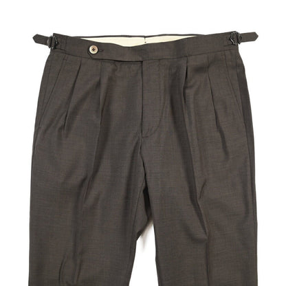 SALE｜GTA “HERRICK” ヴァージンウール100% ツータックスラックス / COMFORT FIT ダークブラウン 48 | GUARDAROBA MILANO OFFICIAL STORE