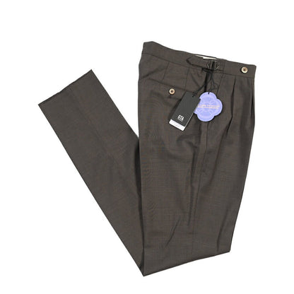 SALE｜GTA “HERRICK” ヴァージンウール100% ツータックスラックス / COMFORT FIT ダークブラウン 48 | GUARDAROBA MILANO OFFICIAL STORE