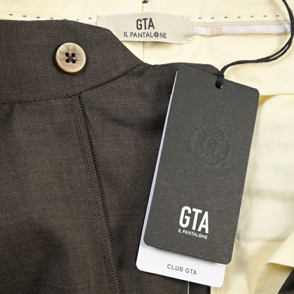 SALE｜GTA “HERRICK” ヴァージンウール100% ツータックスラックス / COMFORT FIT ダークブラウン 48 | GUARDAROBA MILANO OFFICIAL STORE