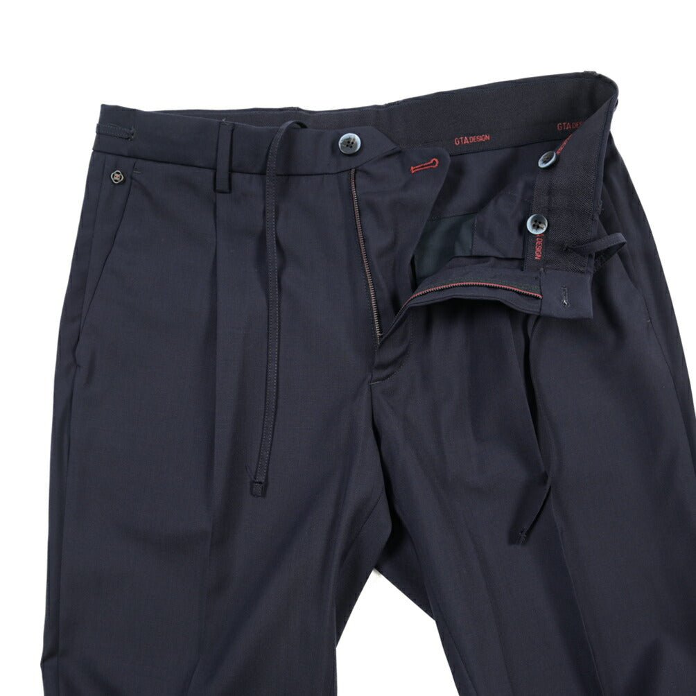 SALE｜GTA “HERRICK JOG” ヴァージンウール100% インドローコード付きジョガーパンツ / SLIM FIT ネイビー 44 | GUARDAROBA MILANO OFFICIAL STORE