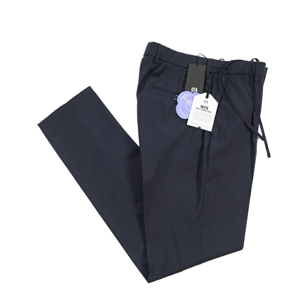 SALE｜GTA “HERRICK JOG” ヴァージンウール100% インドローコード付きジョガーパンツ / SLIM FIT ネイビー 44 | GUARDAROBA MILANO OFFICIAL STORE