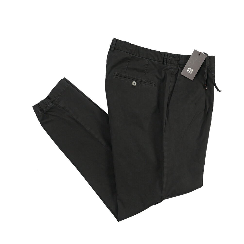 SALE｜GTA “HERRICK JOG NEW” ストレッチコットン ドローコード付きジョガーパンツ / COMFORT FIT ブラック 48 | GUARDAROBA MILANO OFFICIAL STORE