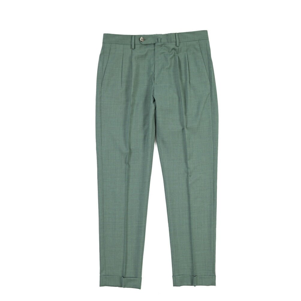 SALE｜GTA “LUCA” ウールヴァージンウール100% ツータックスラックス / REGULAR FIT グリーン 48 | GUARDAROBA MILANO OFFICIAL STORE