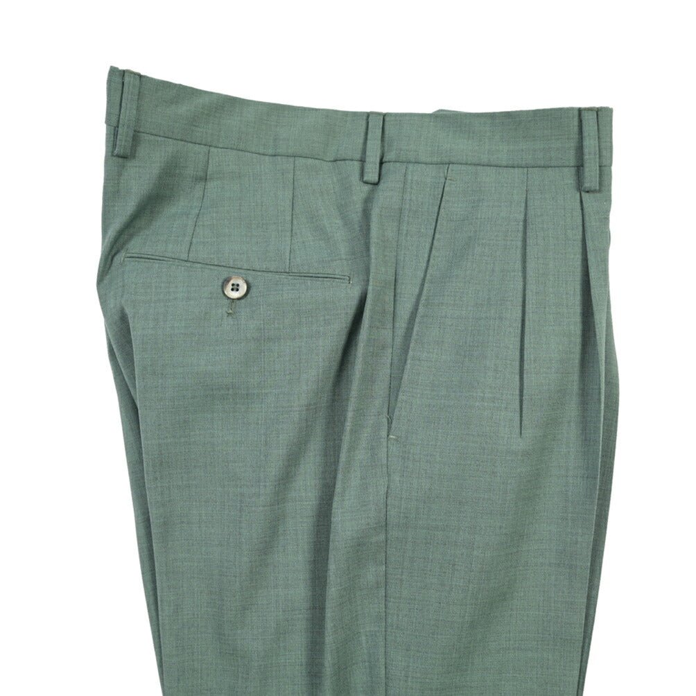 SALE｜GTA “LUCA” ウールヴァージンウール100% ツータックスラックス / REGULAR FIT グリーン 48 | GUARDAROBA MILANO OFFICIAL STORE