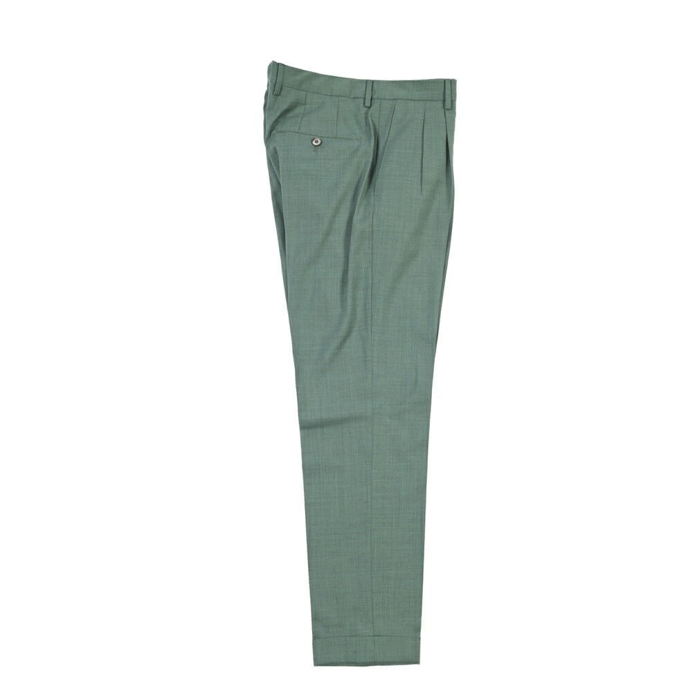 SALE｜GTA “LUCA” ウールヴァージンウール100% ツータックスラックス / REGULAR FIT グリーン 48 | GUARDAROBA MILANO OFFICIAL STORE