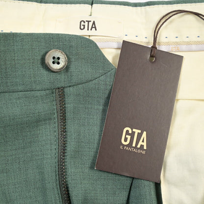 SALE｜GTA “LUCA” ウールヴァージンウール100% ツータックスラックス / REGULAR FIT グリーン 48 | GUARDAROBA MILANO OFFICIAL STORE