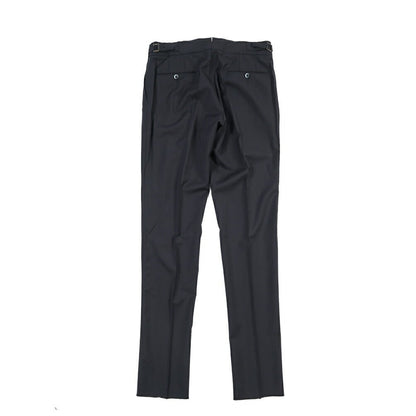 SALE｜GTA “MAX II” ウール100% ツータックベルトレススラックス / COMFORT FIT ネイビー 48 | GUARDAROBA MILANO OFFICIAL STORE