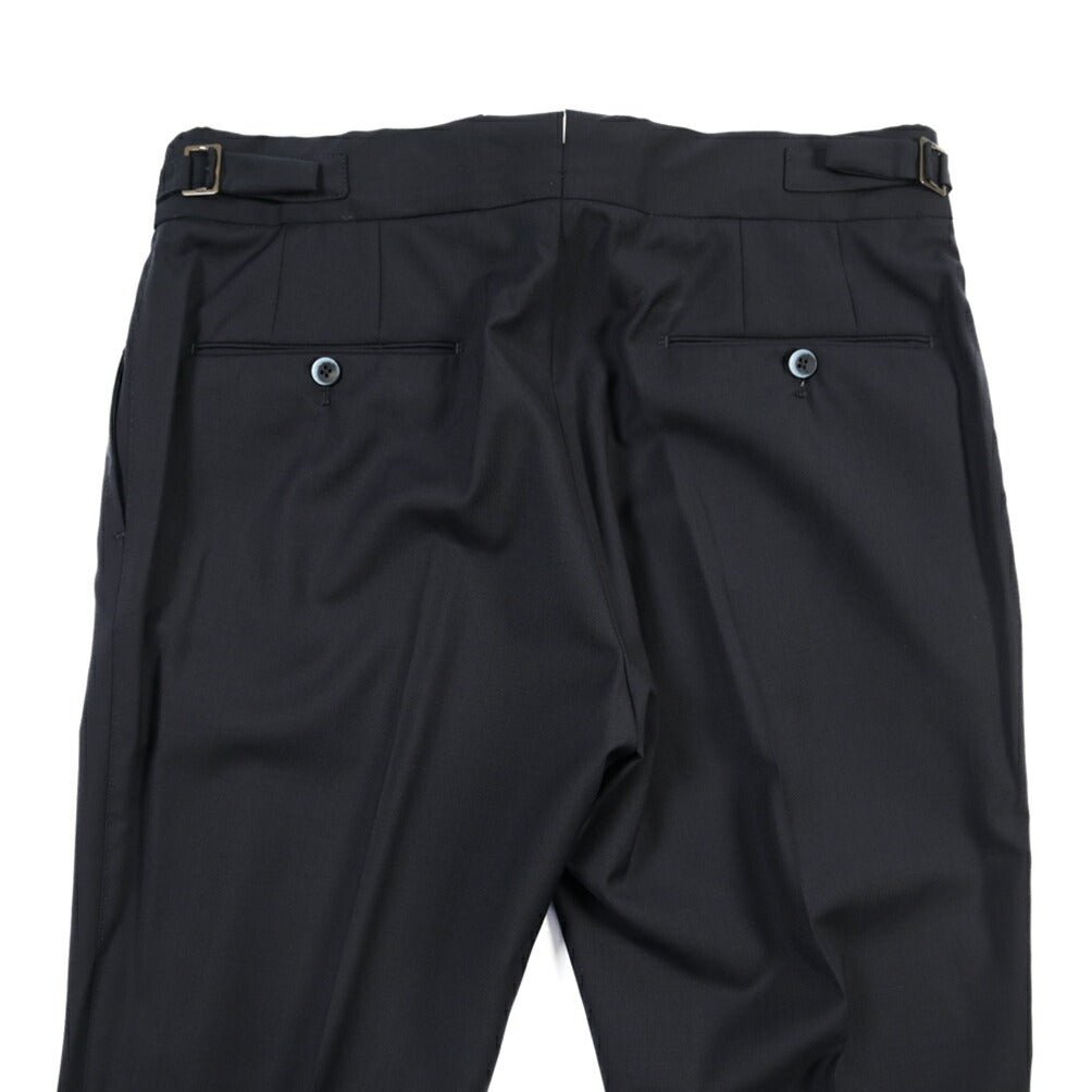 SALE｜GTA “MAX II” ウール100% ツータックベルトレススラックス / COMFORT FIT ネイビー 48 | GUARDAROBA MILANO OFFICIAL STORE