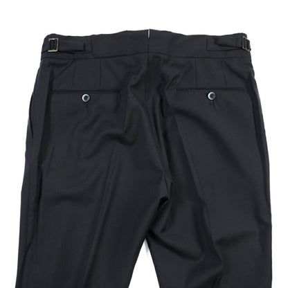 SALE｜GTA “MAX II” ウール100% ツータックベルトレススラックス / COMFORT FIT ネイビー 48 | GUARDAROBA MILANO OFFICIAL STORE