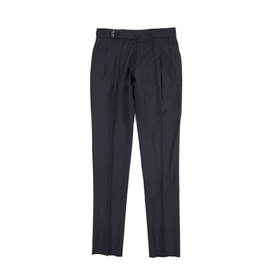 SALE｜GTA “MAX II” ウール100% ツータックベルトレススラックス / COMFORT FIT ネイビー 48 | GUARDAROBA MILANO OFFICIAL STORE