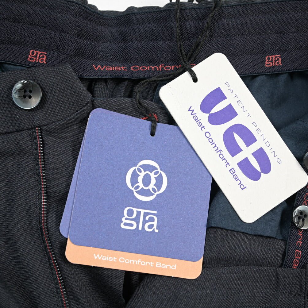 SALE｜GTA “NEW PAUL” ビスコース混ウール ウエストバンド付きイージースラックス / SLIM FIT ネイビー 48 | GUARDAROBA MILANO OFFICIAL STORE