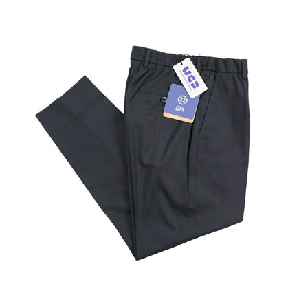 SALE｜GTA “NEW PAUL” ビスコース混ウール ウエストバンド付きイージースラックス / SLIM FIT ネイビー 48 | GUARDAROBA MILANO OFFICIAL STORE