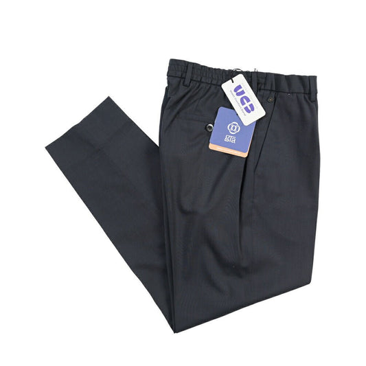 SALE｜GTA “NEW PAUL” ビスコース混ウール ウエストバンド付きイージースラックス / SLIM FIT ネイビー 48 | GUARDAROBA MILANO OFFICIAL STORE