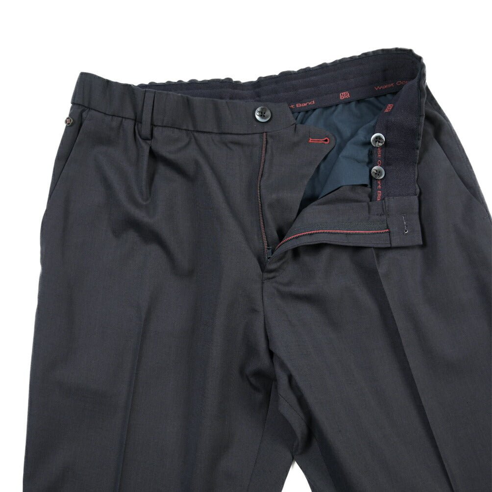 SALE｜GTA “NEW PAUL” ビスコース混ウール ウエストバンド付きイージースラックス / SLIM FIT ネイビー 48 | GUARDAROBA MILANO OFFICIAL STORE