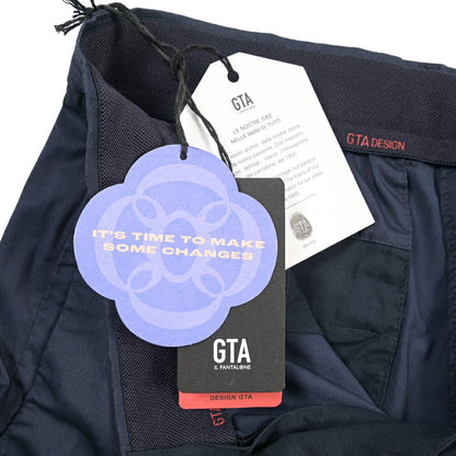 SALE｜GTA “NIGEL” ナイロン混コットン ウエストバンド付きイージーパンツ / SLIM FIT ネイビー 54 | GUARDAROBA MILANO OFFICIAL STORE