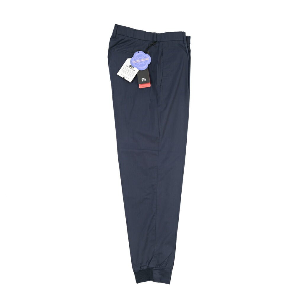 SALE｜GTA “NIGEL” ナイロン混コットン ウエストバンド付きイージーパンツ / SLIM FIT ネイビー 54 | GUARDAROBA MILANO OFFICIAL STORE