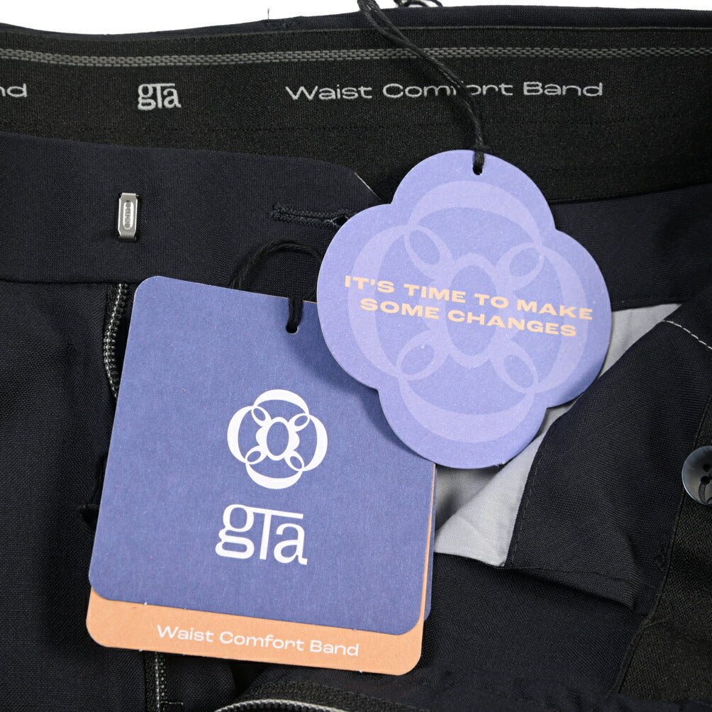 SALE｜GTA “NIKKO” ヴァージンウール100% ウエストバンド付きノータックスラックス / SLIM FIT ネイビー 48 | GUARDAROBA MILANO OFFICIAL STORE