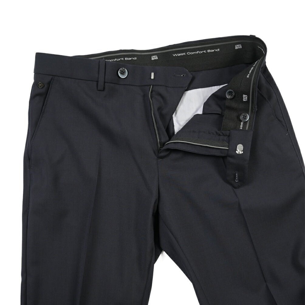 SALE｜GTA “NIKKO” ヴァージンウール100% ウエストバンド付きノータックスラックス / SLIM FIT ネイビー 48 | GUARDAROBA MILANO OFFICIAL STORE