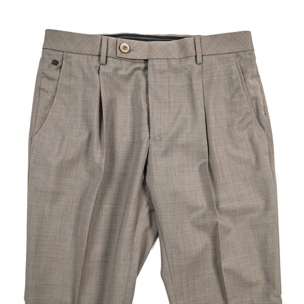 SALE｜GTA “RICCARDO” ヴァージンウール100% ウエストバンド付きワンタックスラックス / SLIM FIT ブラウン 48 | GUARDAROBA MILANO OFFICIAL STORE