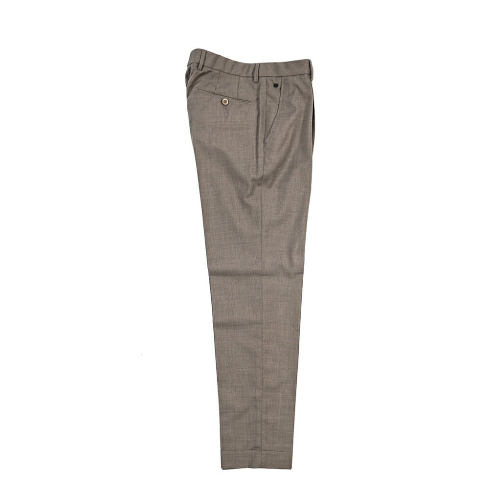 SALE｜GTA “RICCARDO” ヴァージンウール100% ウエストバンド付きワンタックスラックス / SLIM FIT ブラウン 48 | GUARDAROBA MILANO OFFICIAL STORE