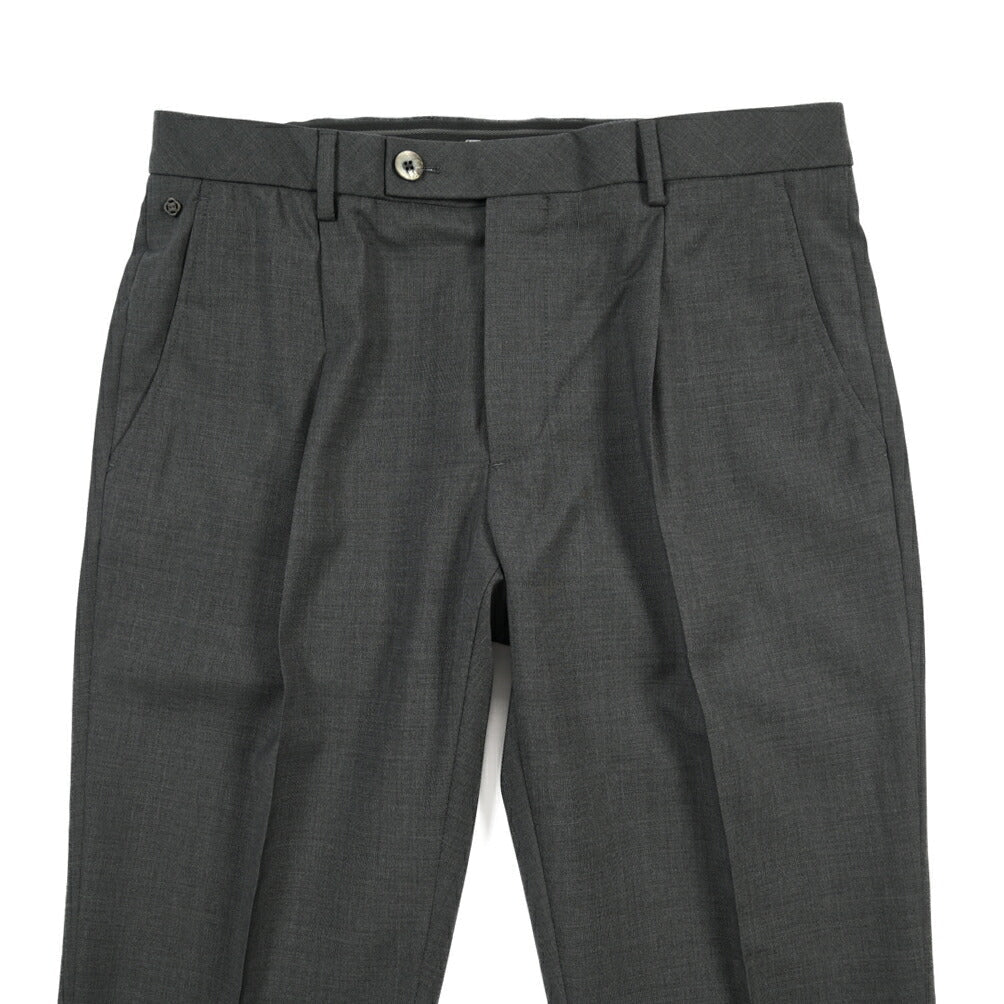 SALE｜GTA “RICCARDO” ヴァージンウール100% ウエストバンド付きワンタックスラックス / SLIM FIT ダークグレー 50 | GUARDAROBA MILANO OFFICIAL STORE