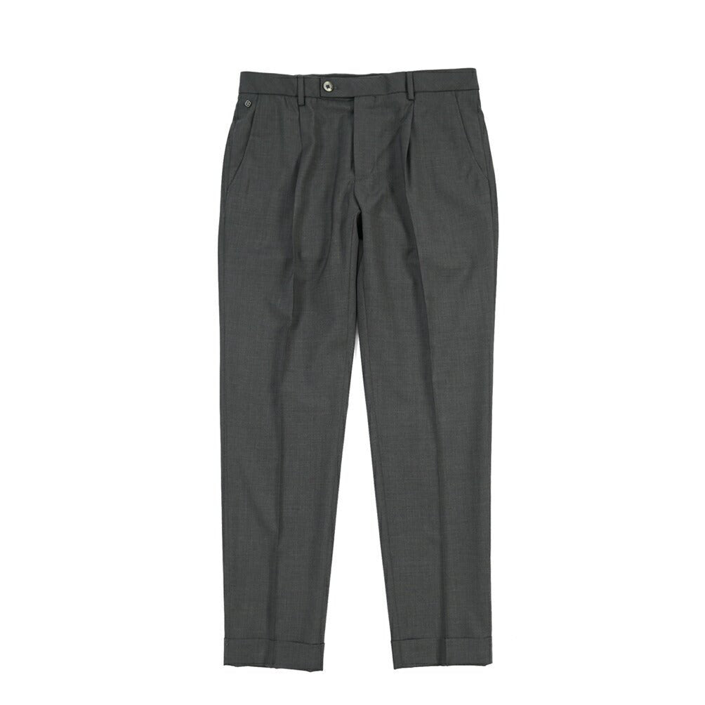 SALE｜GTA “RICCARDO” ヴァージンウール100% ウエストバンド付きワンタックスラックス / SLIM FIT ダークグレー 50 | GUARDAROBA MILANO OFFICIAL STORE