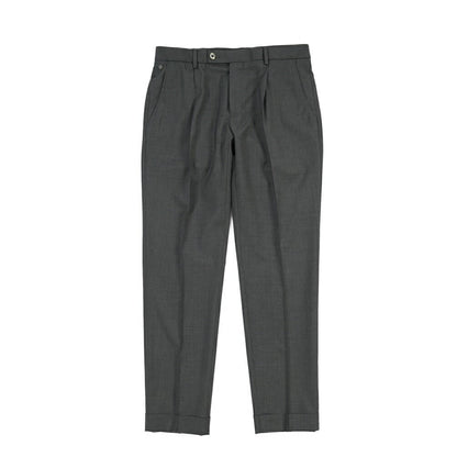 SALE｜GTA “RICCARDO” ヴァージンウール100% ウエストバンド付きワンタックスラックス / SLIM FIT ダークグレー 50 | GUARDAROBA MILANO OFFICIAL STORE