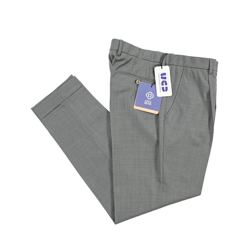 SALE｜GTA “RICCARDO” ヴァージンウール100% ウエストバンド付きワンタックスラックス / SLIM FIT グレー 52 | GUARDAROBA MILANO OFFICIAL STORE
