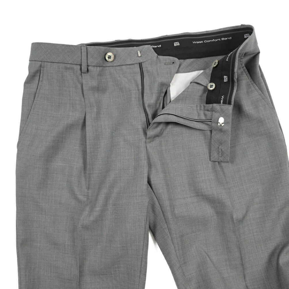 SALE｜GTA “RICCARDO” ヴァージンウール100% ウエストバンド付きワンタックスラックス / SLIM FIT グレー 52 | GUARDAROBA MILANO OFFICIAL STORE
